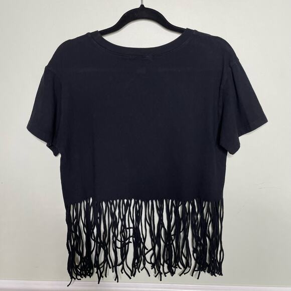 Forever 21 West Coast Motorcycle T-Shirt Fringe Trim Short Sleeve Black Size M - Picture 8 of 10